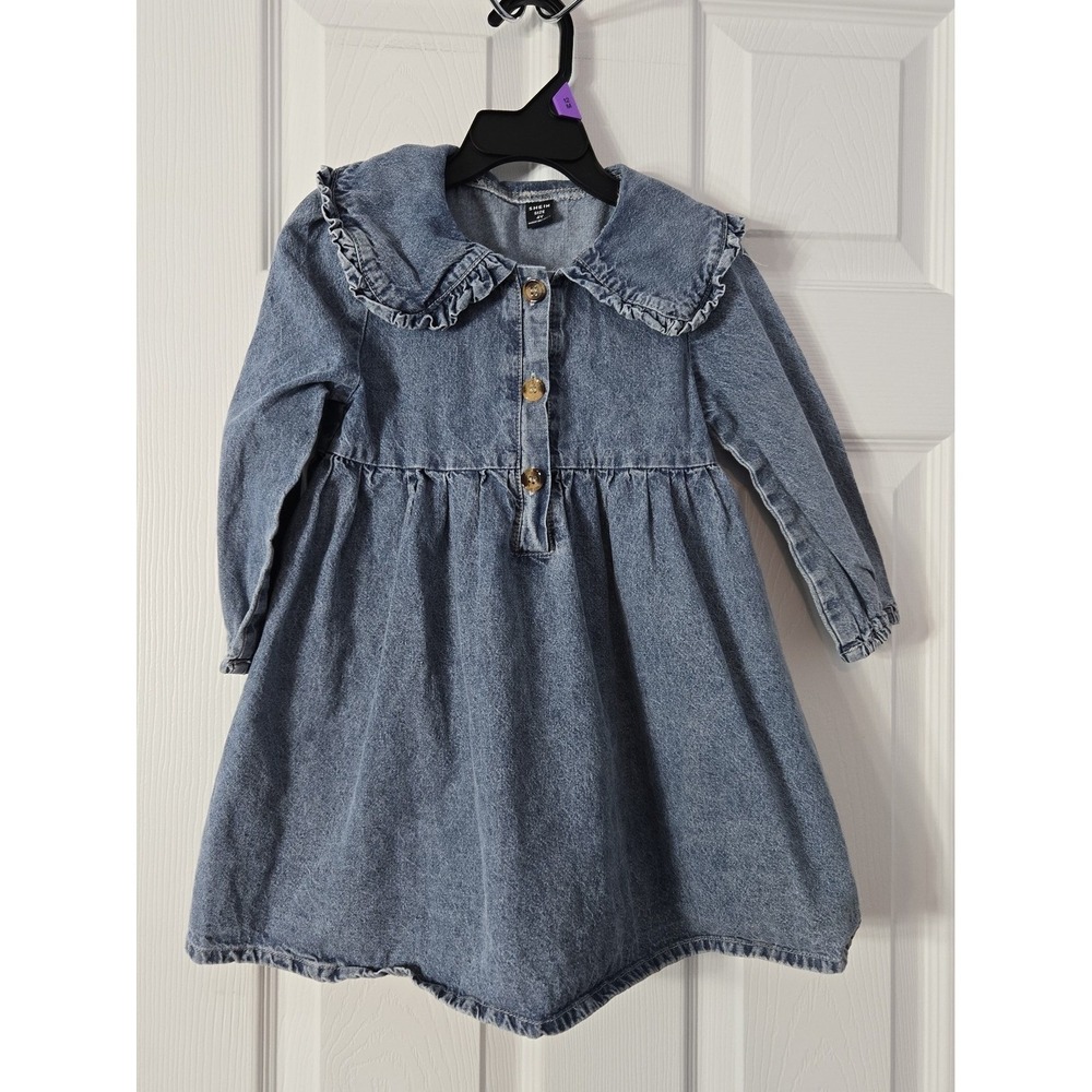 Shein Girls Denim Long Sleeve Dress Size 4